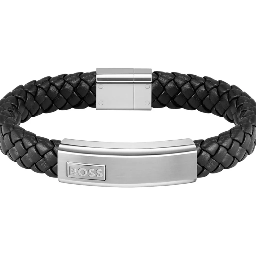 Jewellery-Watches*Boss Lander Black Leather Bracelet in Black