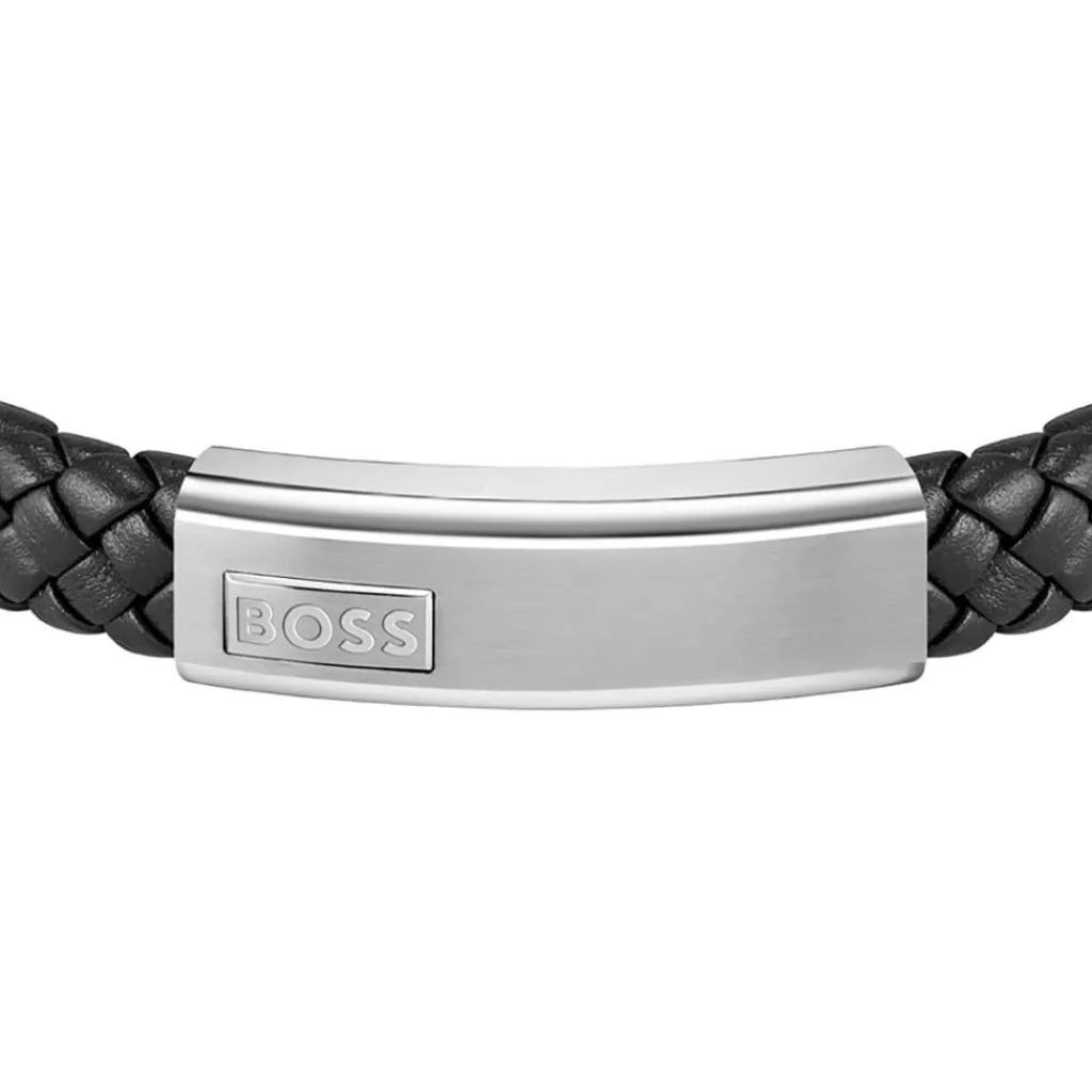 Jewellery-Watches*Boss Lander Black Leather Bracelet in Black