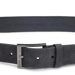 Belts*Boss Leather Pin Buckle Logo Belt in Blue