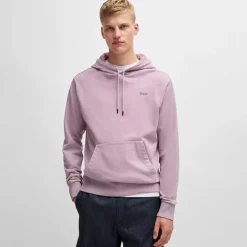 Sweatshirts*Boss Logo Detail Peached-Cotton Hoodie in Purple