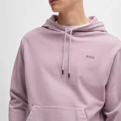 Sweatshirts*Boss Logo Detail Peached-Cotton Hoodie in Purple
