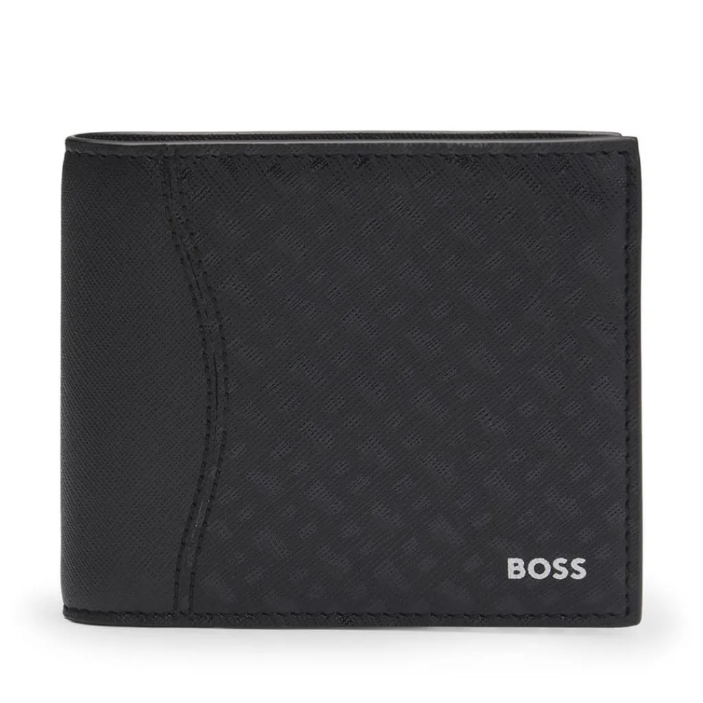 Wallets*Boss Logo Embellish Billfold Wallet in Black