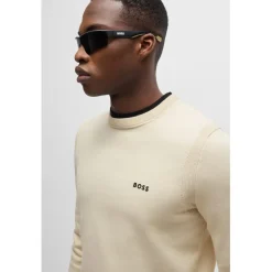 Knitwear*Boss Logo Print Regular-Fit Sweater in White