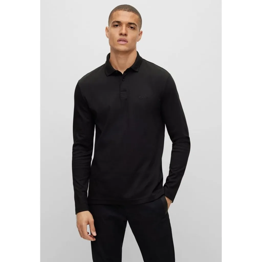 Polo Shirts*Boss Long Sleeve Polo Shirt in Black