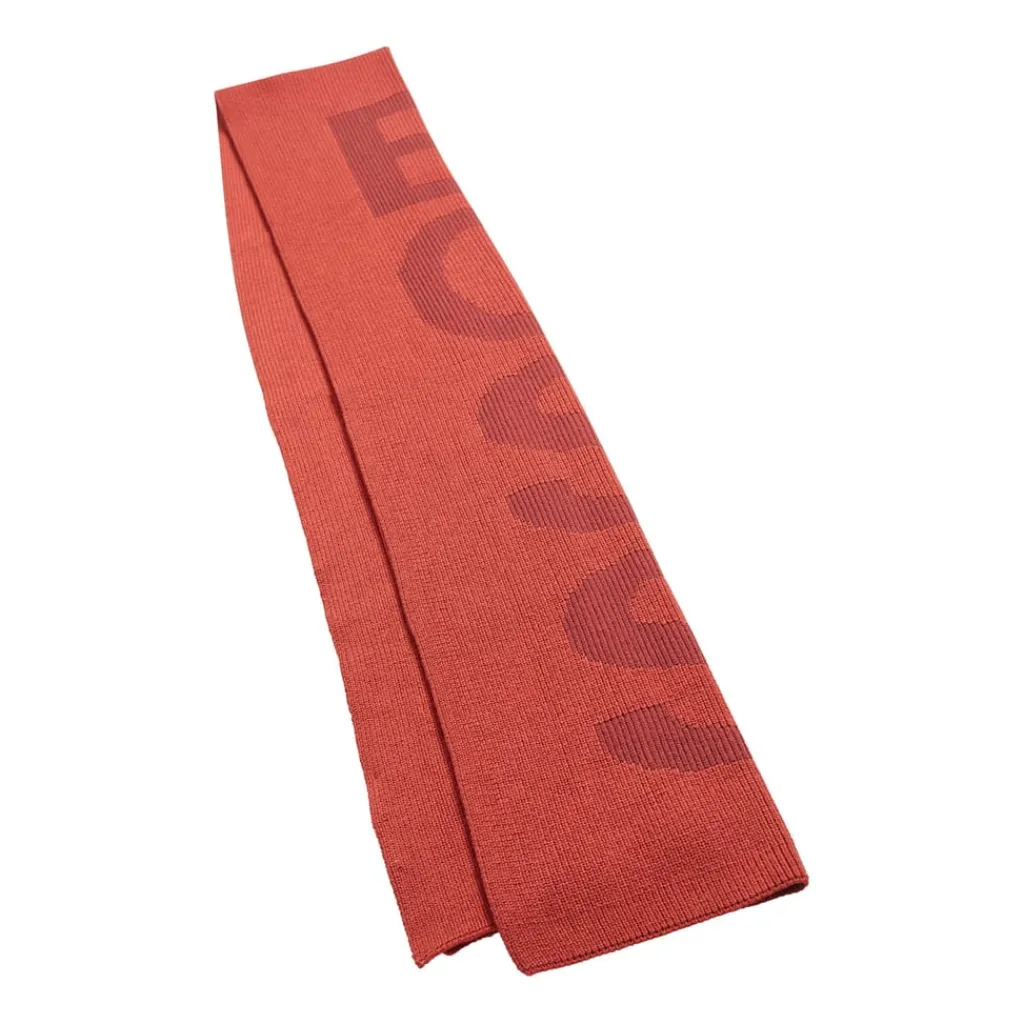 Gloves-Scarves-Umbrellas*Boss Mens Cotton-Blend Scarf with Logo Structure in Red