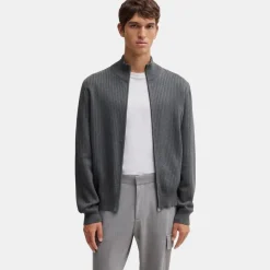 Knitwear*Boss Mock Neck Regular Fit Sweater in Grey