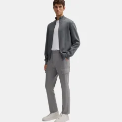 Knitwear*Boss Mock Neck Regular Fit Sweater in Grey