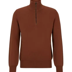 Knitwear*Boss Padrone Zipped Sweater in Brown