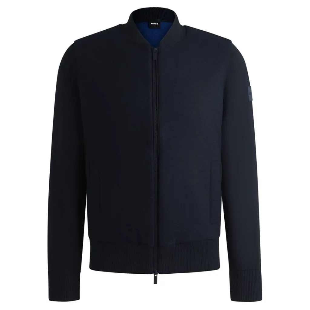 Coats And Jackets*Boss P-Eflano Regular-Fit Knitted Bomber Jacket in Dark Blue
