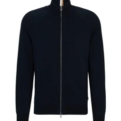Knitwear*Boss Perrone Knit Funnel Neck Waist Length Top in Blue