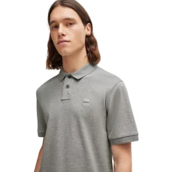 Polo Shirts*Boss Piqué Polo Top in Grey