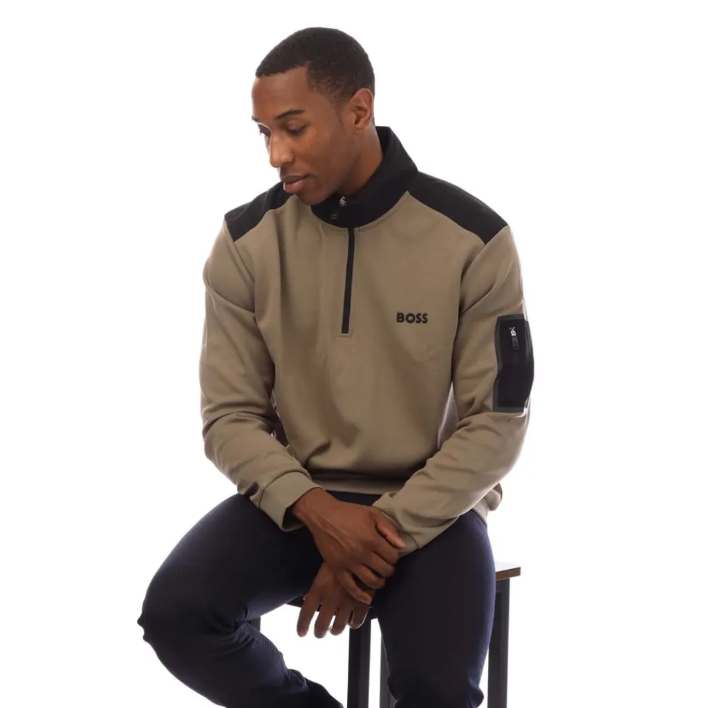 Sweatshirts*Boss Quarter-Zip Sweatshirt in Green