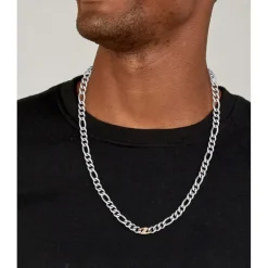 Jewellery-Watches*Boss Rian Stainless Steel And Carnation Gold Ip Figaro Chain in Silver