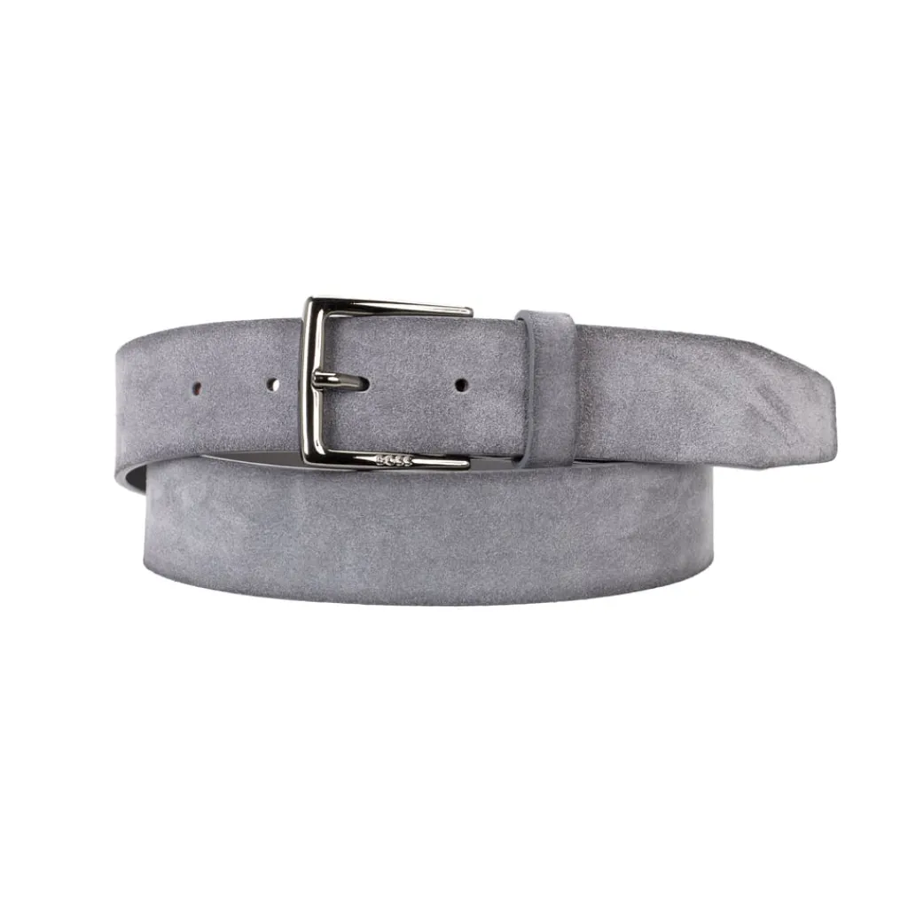 Belts*Boss Rummi Suede Leather Belt in Grey