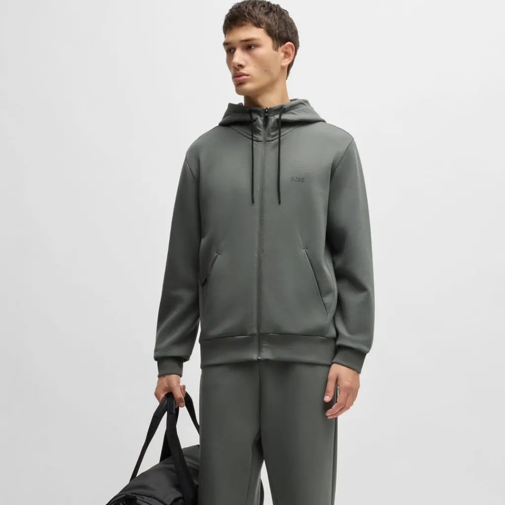 Sweatshirts|Hoodies*Boss Saggy Zip-Up Hoodie in Grey