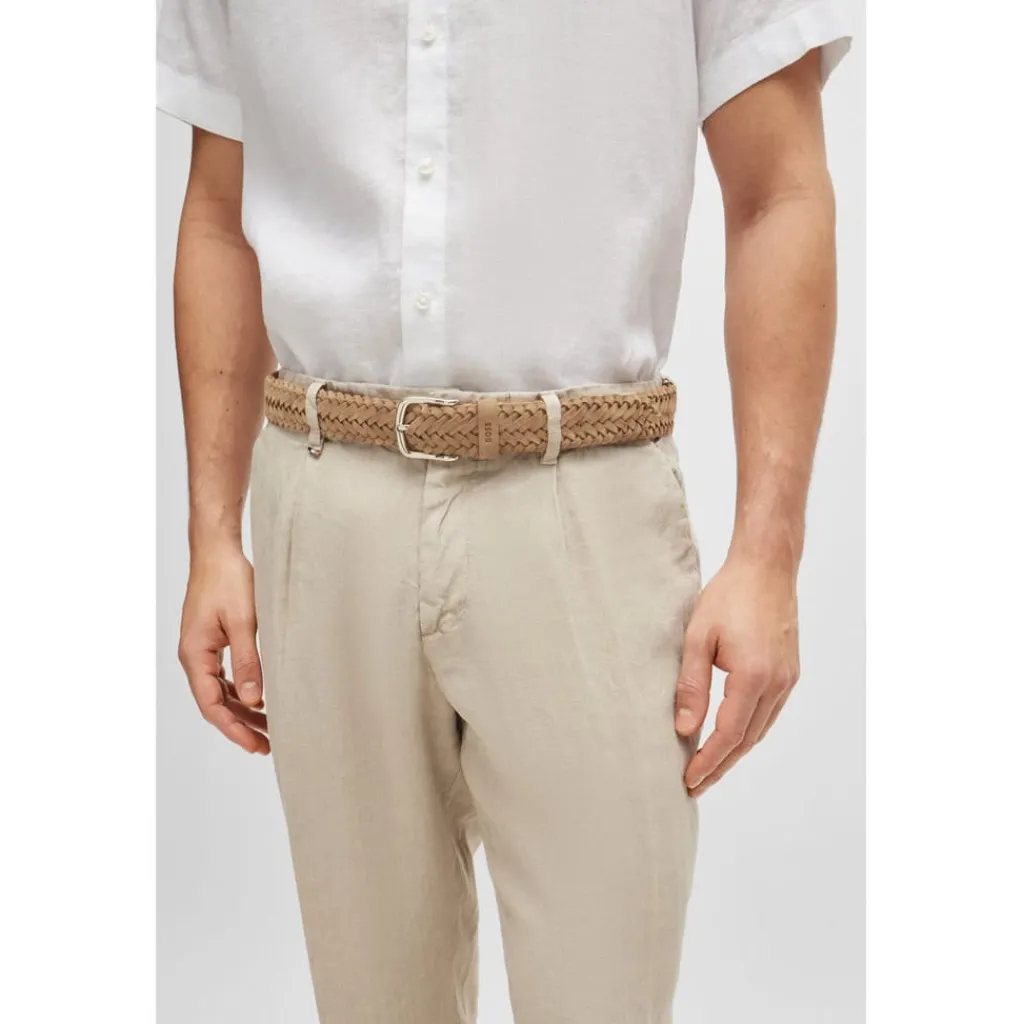 Belts*Boss Sash Woven Suede Belt in Beige