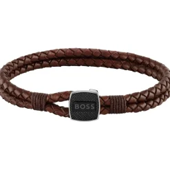 Jewellery-Watches*Boss Seal Braided Leather Bracelet in Brown