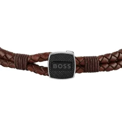 Jewellery-Watches*Boss Seal Braided Leather Bracelet in Brown