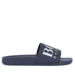 Beach Shoes|Footwear*Boss Solar Slide Logo Sandals in Dark Blue