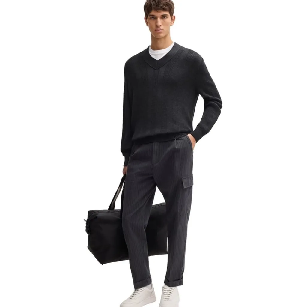 Knitwear*Boss V-Neck Regular Fit Sweater in Grey