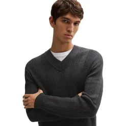Knitwear*Boss V-Neck Regular Fit Sweater in Grey