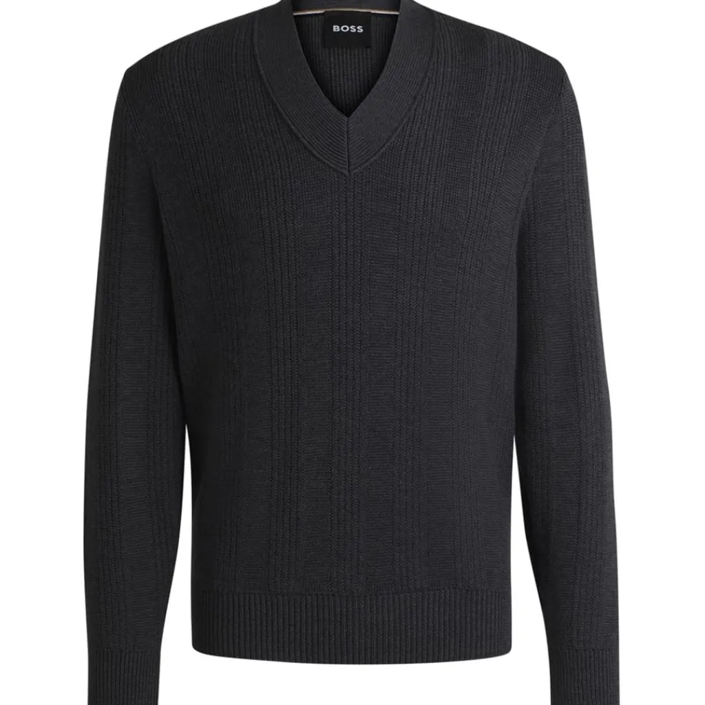Knitwear*Boss V-Neck Regular Fit Sweater in Grey