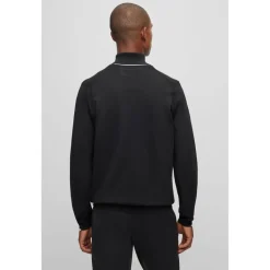 Knitwear*Boss Zip Neck Regular Fit Sweater in Black