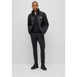 Knitwear*Boss Zip Neck Regular Fit Sweater in Black