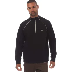 Sweatshirts*Boss Zip-Neck Sweatshirt with Emed Artwork in Black