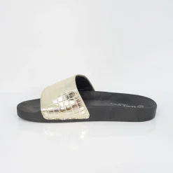 Beach Shoes*Brave Soul Crocodile Strap Slider in Gold