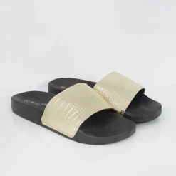 Beach Shoes*Brave Soul Crocodile Strap Slider in Gold