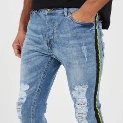 Jeans*Brave Soul Denim Jean With Side Tape Detail in Blue