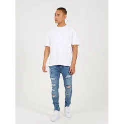 Jeans*Brave Soul Denim Skinny Jean With Rip Detail in Blue