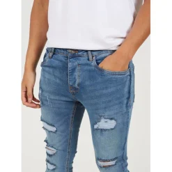 Jeans*Brave Soul Denim Skinny Jean With Rip Detail in Blue