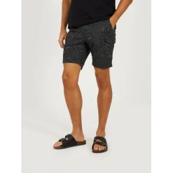 Shorts*Brave Soul Print Cargo Shorts in Grey