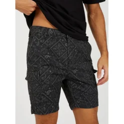 Shorts*Brave Soul Print Cargo Shorts in Grey