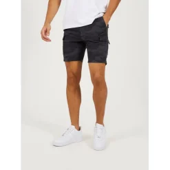 Shorts*Brave Soul Print Cargo Shorts in Blue