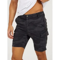Shorts*Brave Soul Print Cargo Shorts in Blue