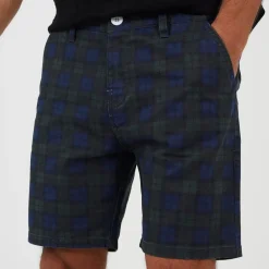 Shorts*Brave Soul Print Cotton Twill Shorts in Green