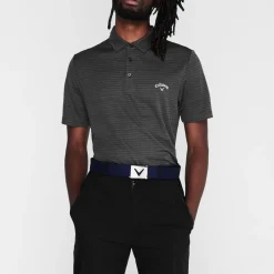 Polo Shirts*Callaway Mens Herringbone Golf Polo Shirt in Black