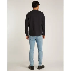 Knitwear*Calvin Klein Jeans Waffle Long Sleeve Crew Neck T-Shirt in Black