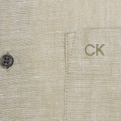 Shirts*Calvin Klein Linen Cotton Regular Shirt in Green