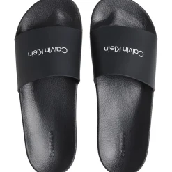 Beach Shoes*Calvin Klein Logo Sliders in Black