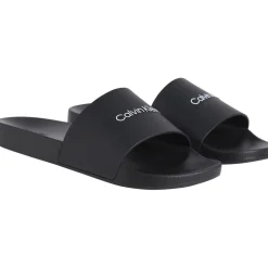 Beach Shoes*Calvin Klein Logo Sliders in Black