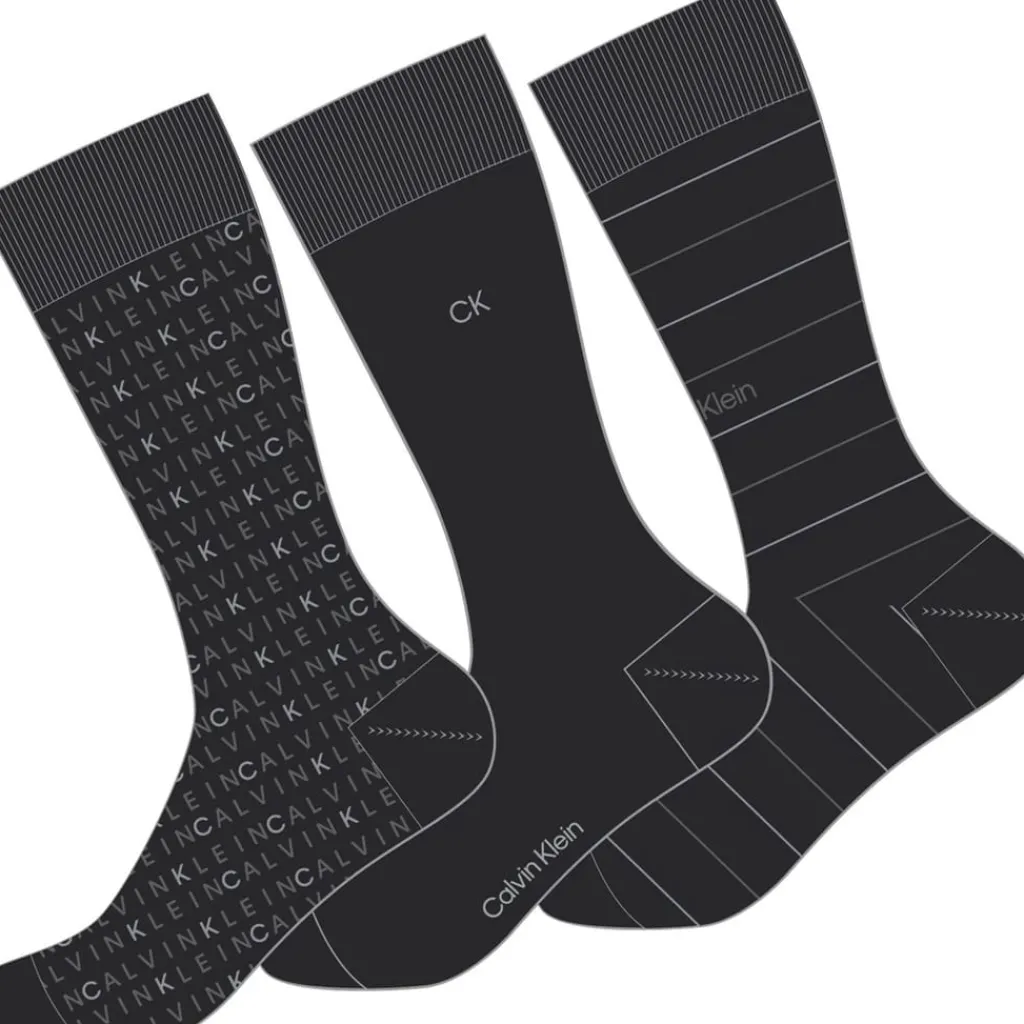 Underwear And Socks*Calvin Klein Mens Pack All Over Print Crew Socks in Black