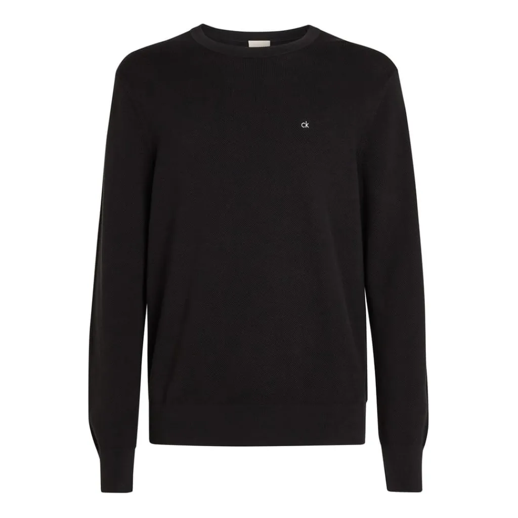 Knitwear*Calvin Klein Pique Structure Sweater in Black