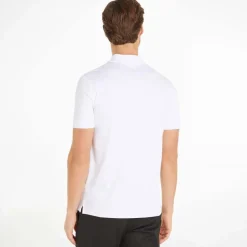 Polo Shirts*Calvin Klein Smooth Cotton Stand Collar Polo Shirt in White