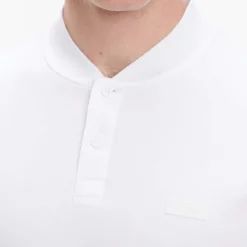 Polo Shirts*Calvin Klein Smooth Cotton Stand Collar Polo Shirt in White
