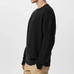 Knitwear*Calvin Klein Texture Jacquard Crew Neck Sweater in Black