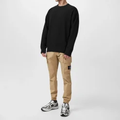 Knitwear*Calvin Klein Texture Jacquard Crew Neck Sweater in Black